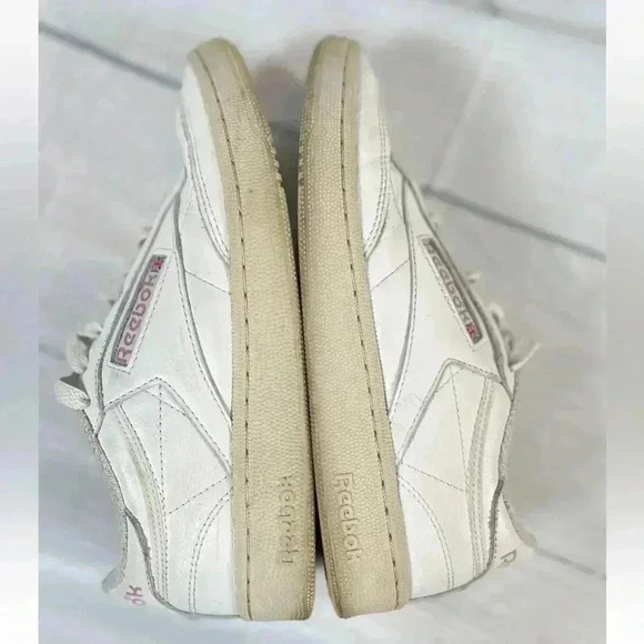 MENS 6.5 Woman’s 8 REEBOK CLUB C 85 'CHALK PAPERWHITE' PINK LEATHER LOW - Picture 8 of 15